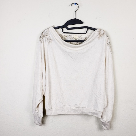 Meadow Rue Cream Floral Lace Back Sweater - Picture 5 of 8